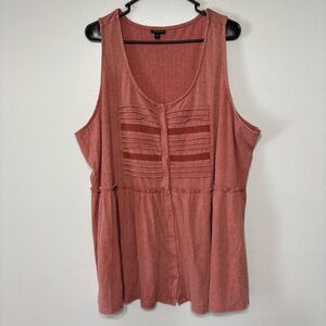 Torrid Pink Flowy Button Up Stretchy Baby Doll Tank Top